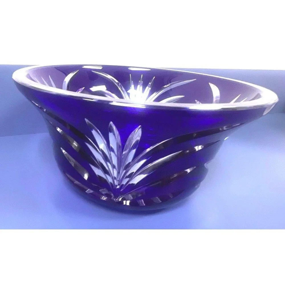 SCHONBORNER BLEIKRISTALL 24% CRYSTAL HAND MADE COBALT BLUE BOWL‎ 4
